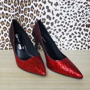 Fioni Red Glitter Pumps